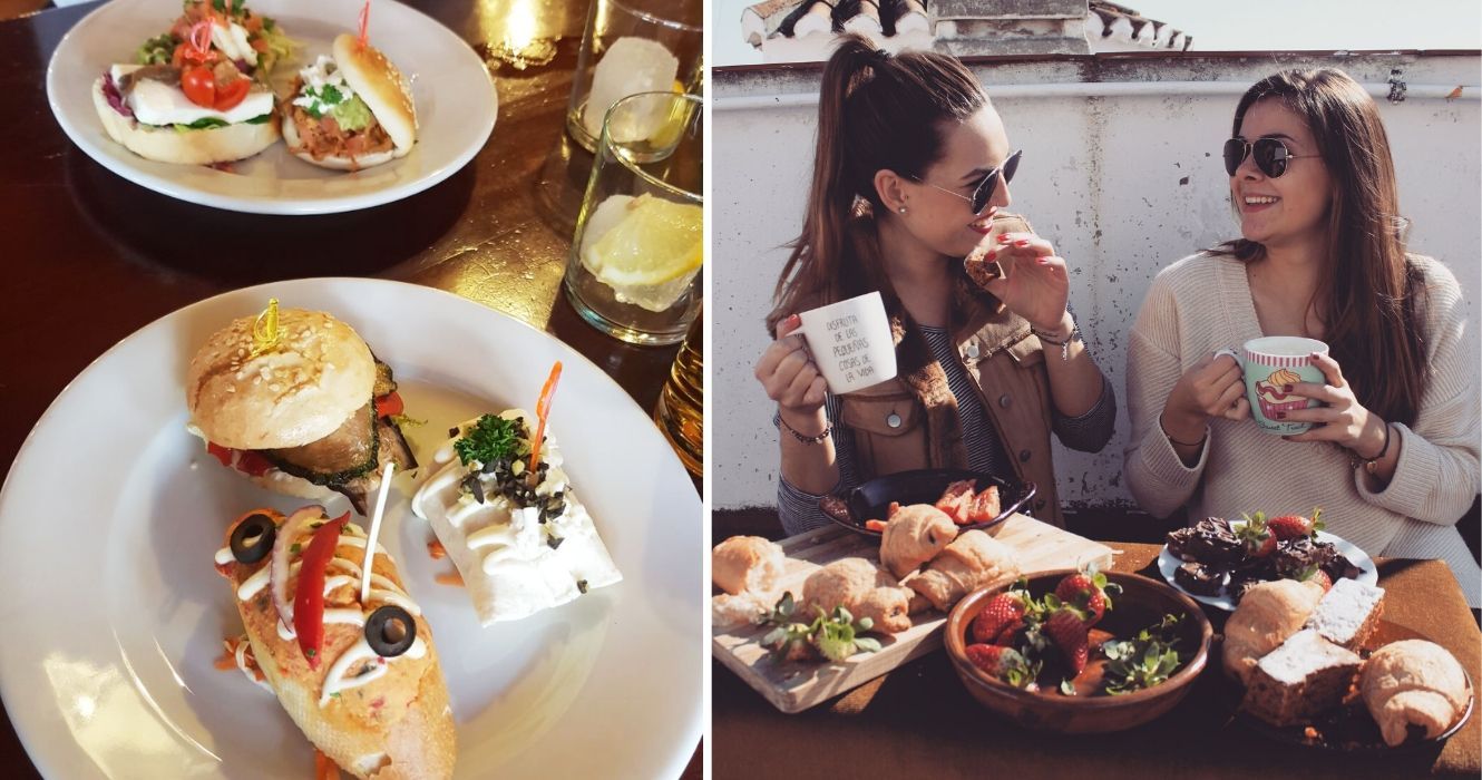 O guia de tapas que você precisa se estiver viajando para a Espanha 1 um prato de tapas da espanha, dois amigos conversam durante o almoço